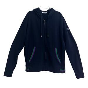 Wimbledon Black Zip-Up Hoodie with Purple & Green Trim
